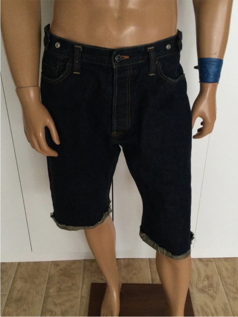 PRPS Men's Dark Indigo Denim Knee-Length Shorts Size 38